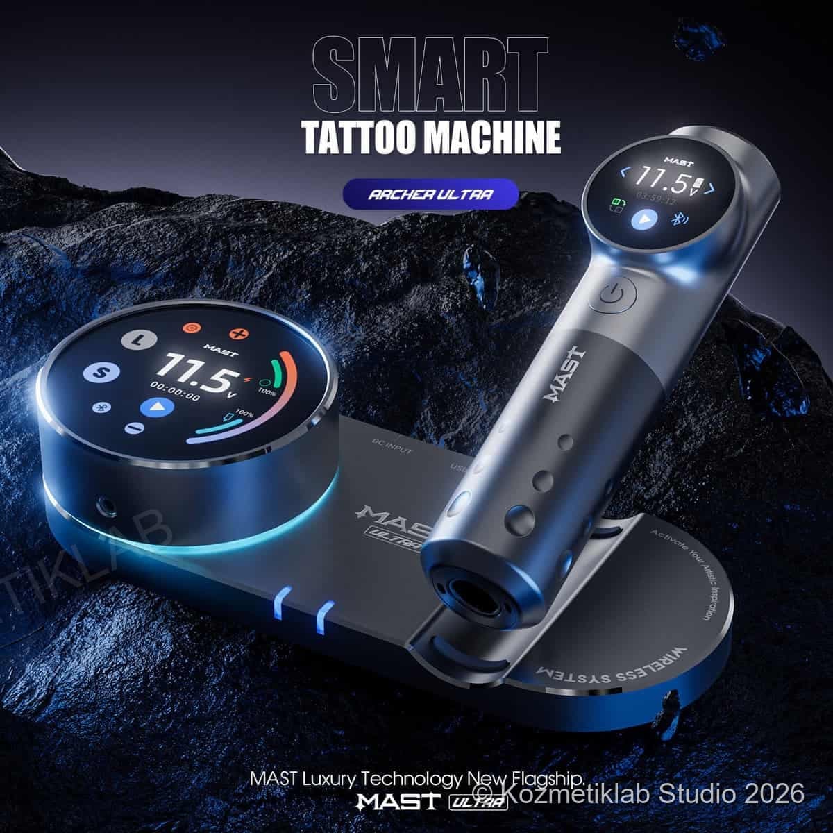 Dragonhawk Mast Archer Ultra Kablosuz Dövme Kalemi – 4.5 mm Stroke, Akıllı Ekran & Bluetooth detay görseli